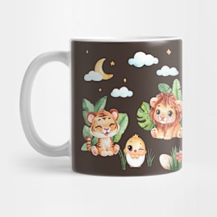 TIger Lion Chick Watercolor Mug